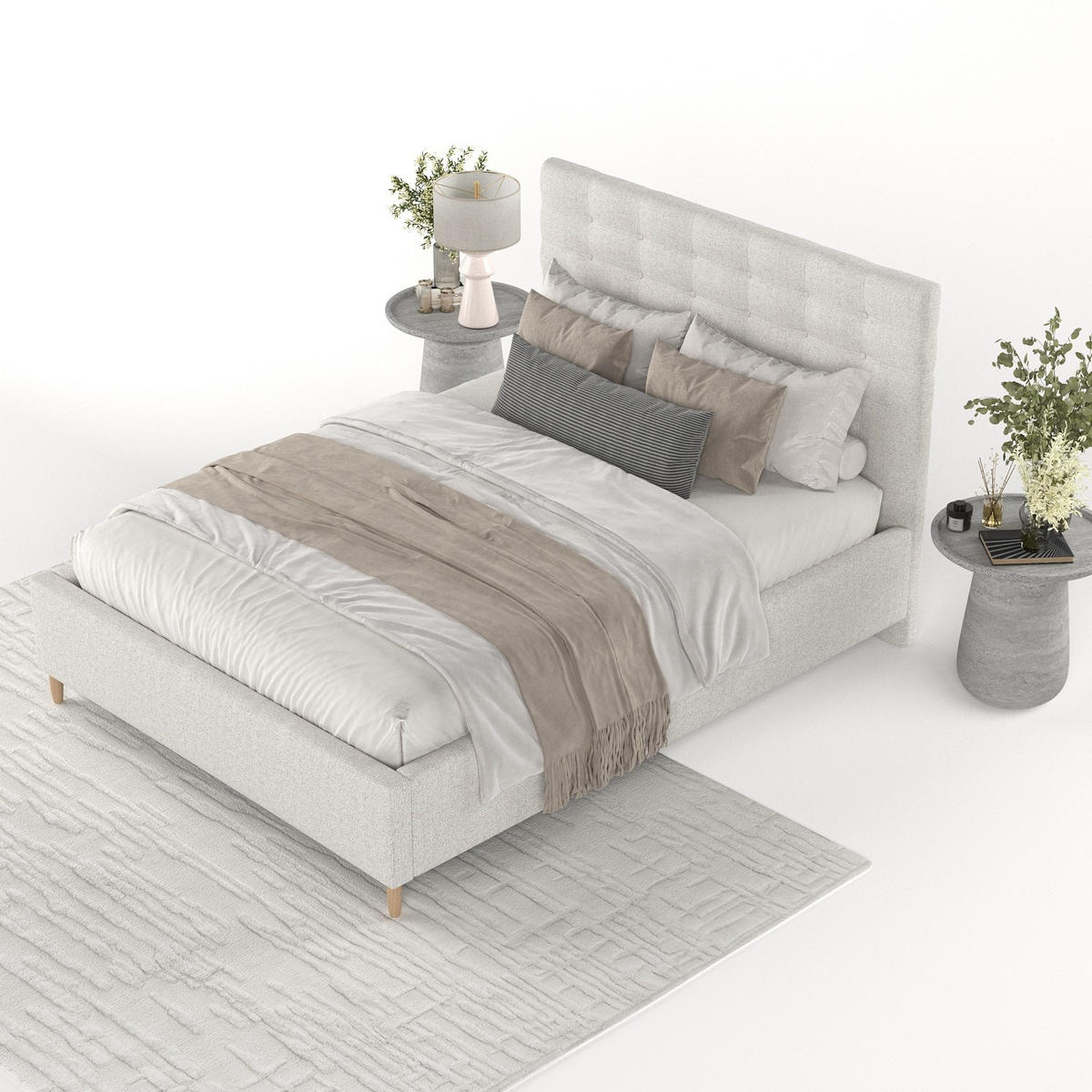 POLSTERBETT Soma 180/200 cm Hellbeige im Riva Stoff - Beige/Naturfarben, Holz/Holzwerkstoff (180/200cm) - AltaBeds