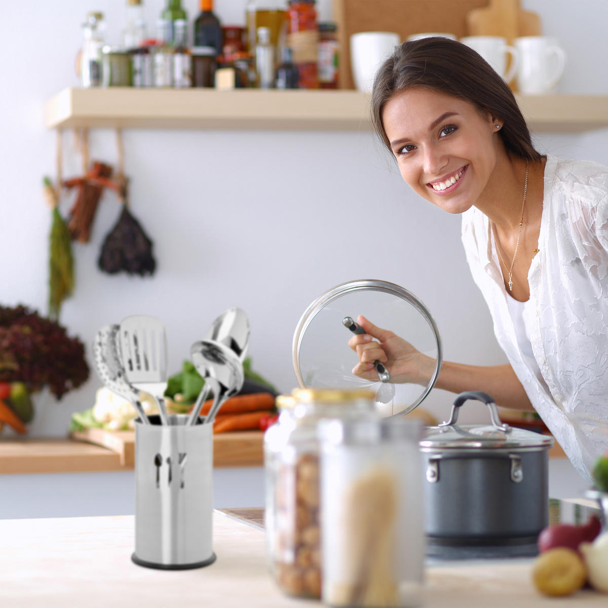 KÜCHENHELFER Set - Silberfarben, Metall - Relaxdays