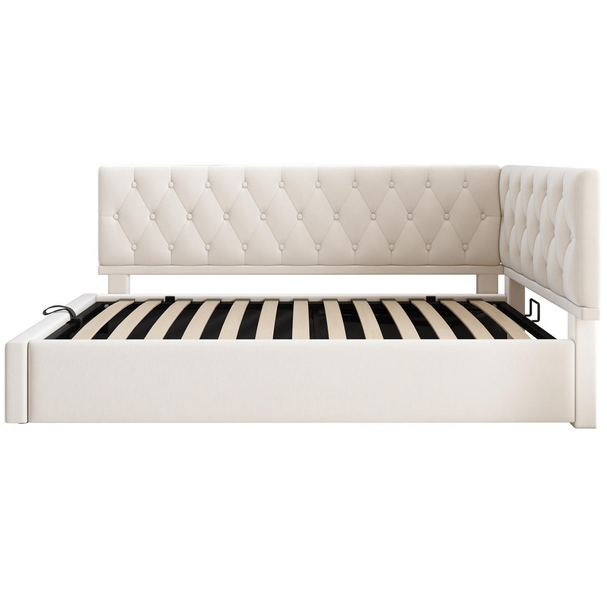 POLSTERBETT 90/200 cm aus Samt mit Bettkasten in Beige - Beige, Textil (90/200cm) - Flora Grace
