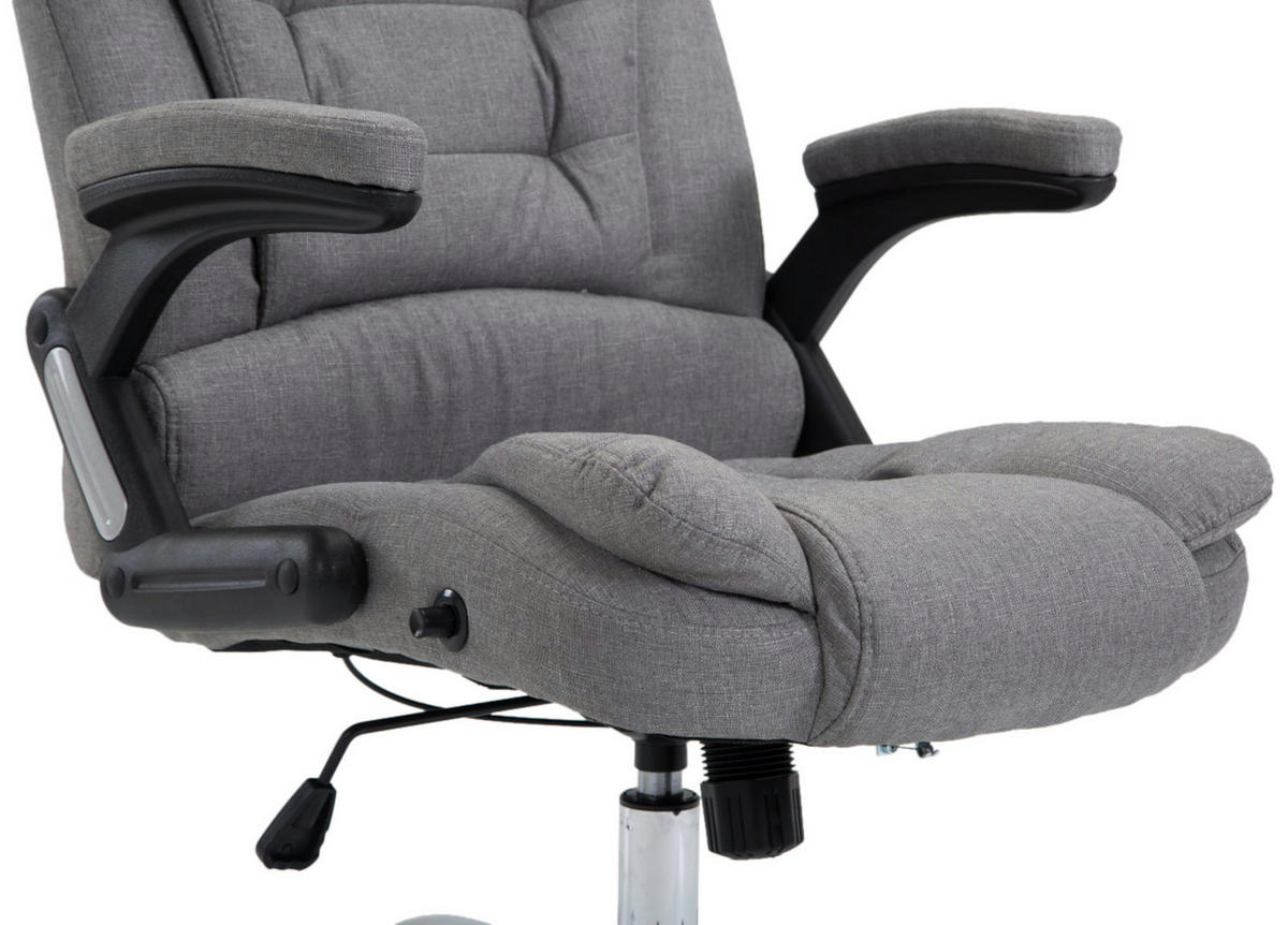 CHEFSESSEL Stoff Grau - Chromfarben/Grau, Textil/Metall (69.5/113/78cm) - CLP