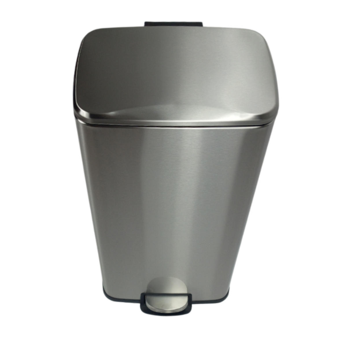 ABFALLEIMER Edelstahl, 35L, 1-Kammer, mit Fußpedal - Silberfarben/Schwarz, Metall (34/61/24cm) - Begryf