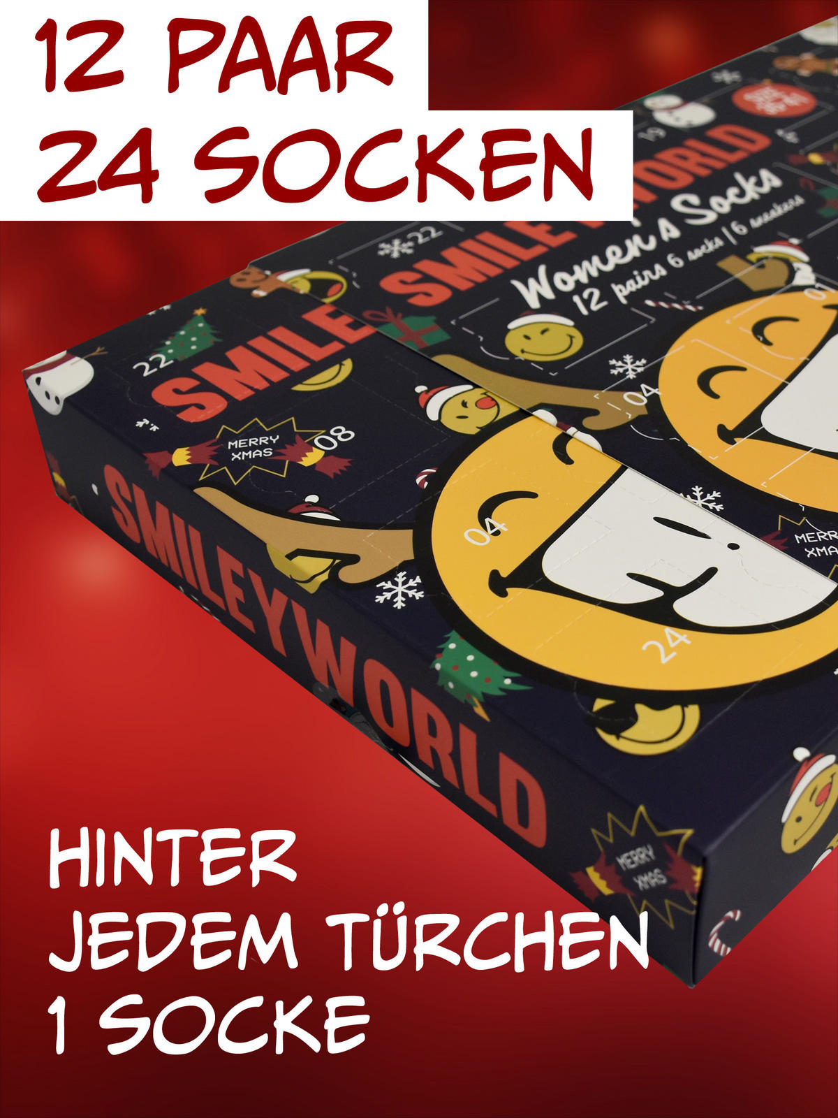 ADVENTSKALENDER Smileyworld mit 12 Paar Socken Größe 35-41 - Multicolor, Textil (37/5/26.5cm) - United Labels