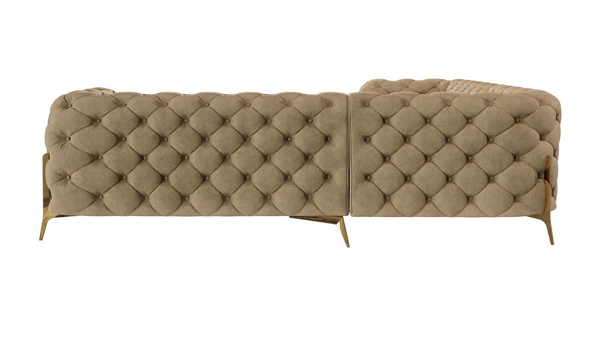ECKSOFA Chesterfield Lexi Beige Samt - Beige/Goldfarben, Holz/Textil (264/264cm) - S-Style Möbel