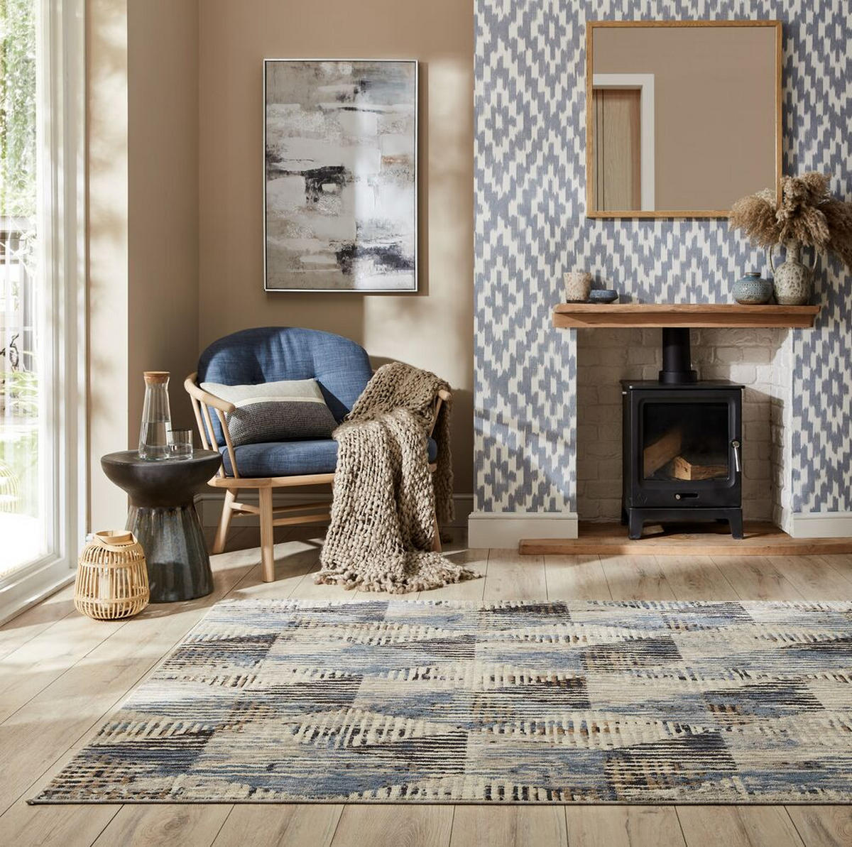 TEPPICH Geometrisch-Design, aus Polyester WYE, Blau-Grau 160x230 cm - Blaugrau, Textil (160/230cm) - KADIMA DESIGN