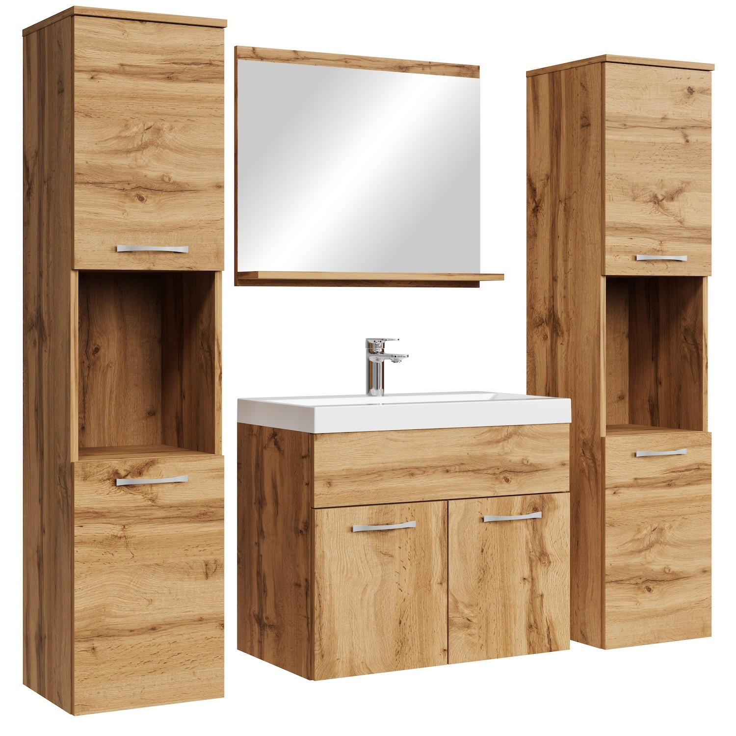 BADMÖBEL-SET Montreal 5 Teile Eiche - 60 x 35 x 51 cm - Eichefarben, Holz (60/51/35cm) - Badplaats