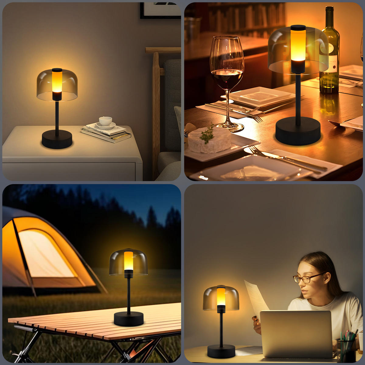 TISCHLAMPE Tovek 13/13/24.5 cm - Schwarz, Metall (24.5/13/13cm) - ZMH