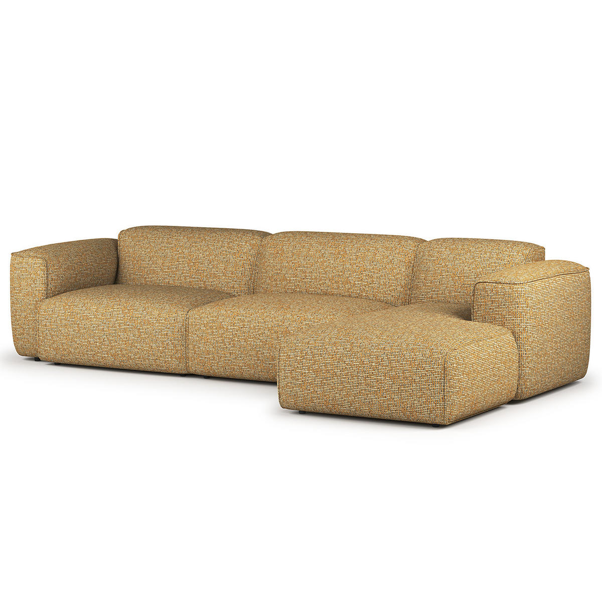 3-SITZER ECKSOFA mit Longchair - Schwarz/Honig, Kunststoff/Textil (317/173cm) - home24