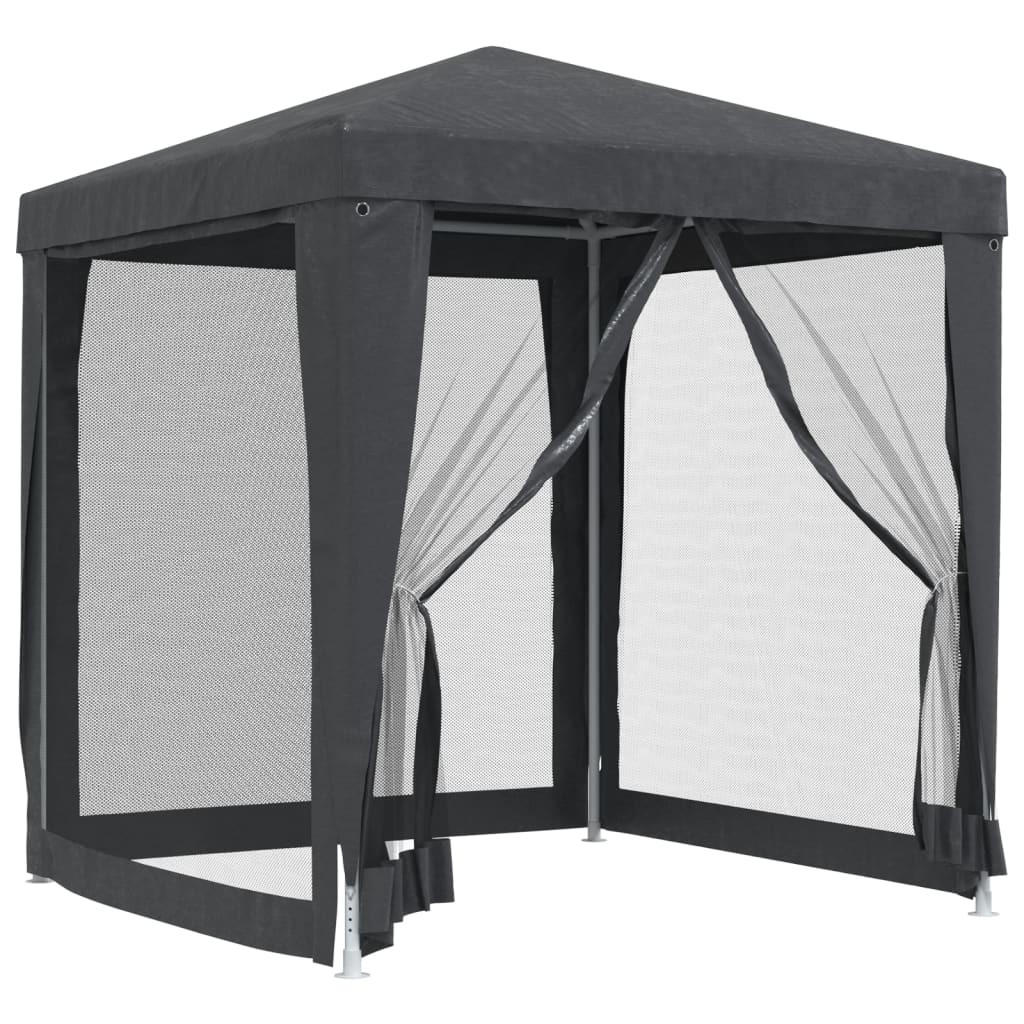 PARTYZELT Mit 4 Mesh-Seitenwänden Anthrazit 2/2 M Hdpe - Anthrazit, Kunststoff (200/240/200cm) - vidaXL