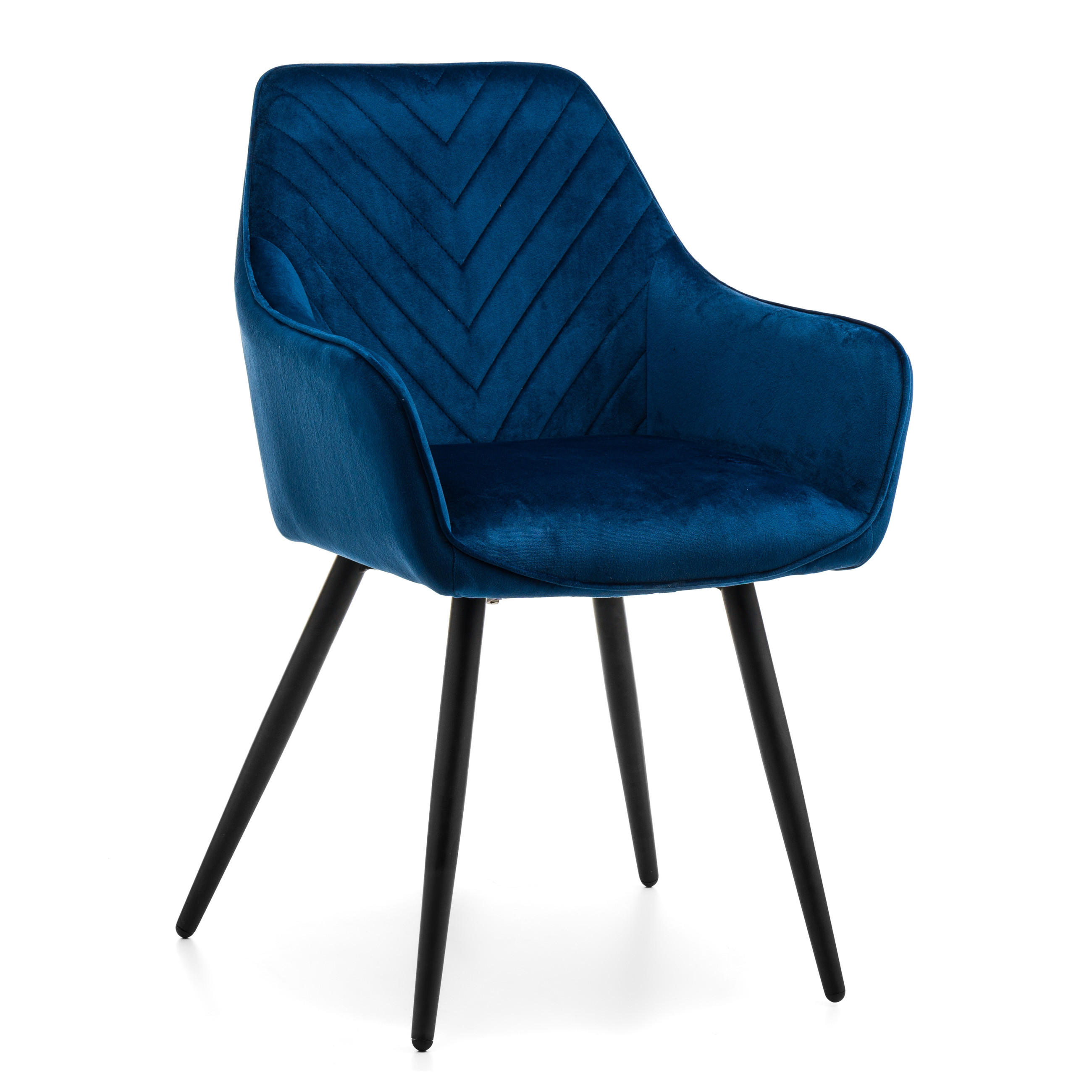 STUHL VASTO gepolstert mit Steppung - dunkelblau - Samt Velours - Schwarz/Dunkelblau, Textil/Metall (58/87/60cm) - NEW HOME