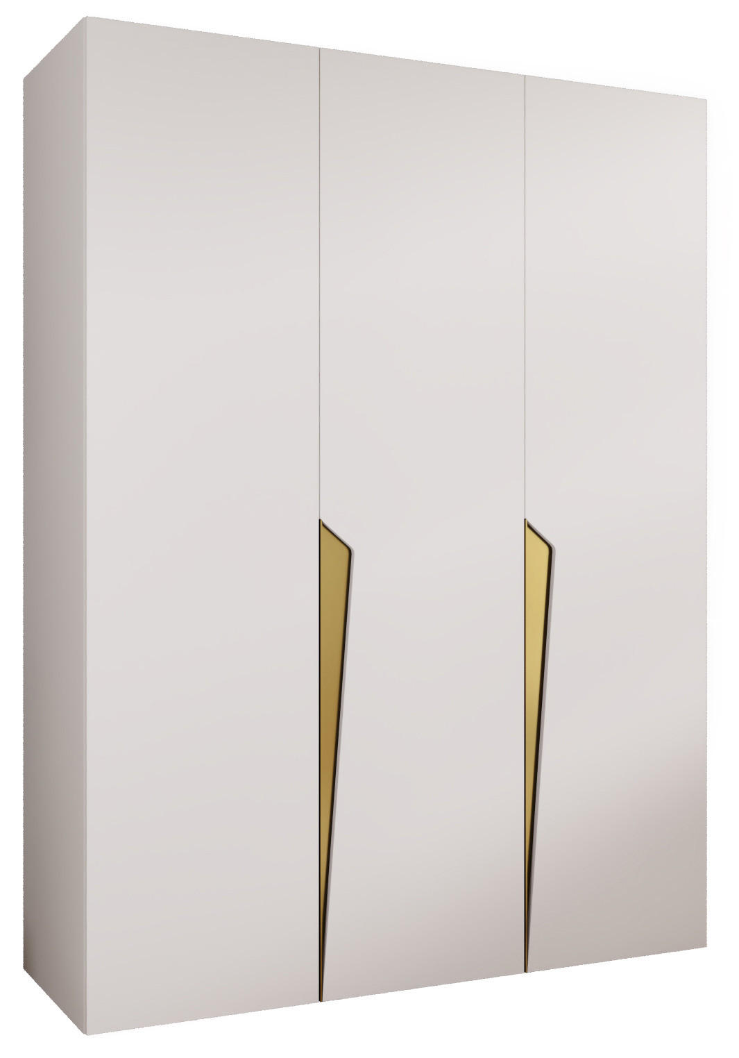 DREHTÜRENSCHRANK 202/150/52 3-türig - Goldfarben/Weiß, Holz/Metall (150/202/52cm) - Abiks Möbel