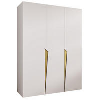 DREHTÜRENSCHRANK 202/150/52 3-türig - Goldfarben/Weiß, Holz/Metall (150/202/52cm) - Abiks Möbel
