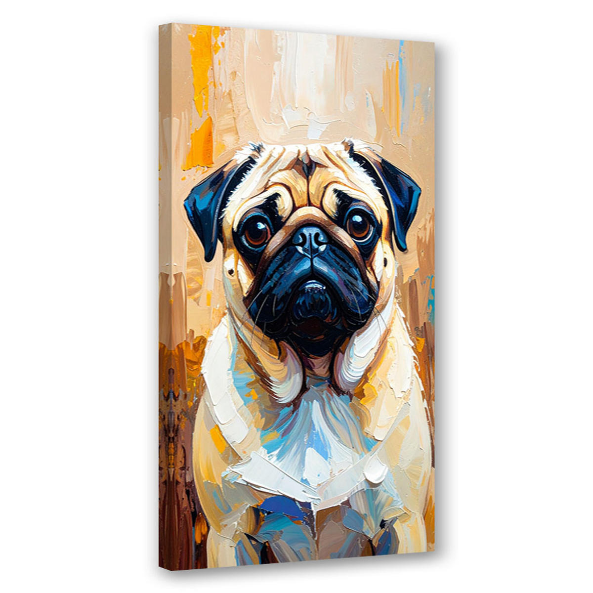 LEINWANDBILD Mops Hund Tier Beige 60x120cm - Beige, Textil (60/120cm) - Feeby