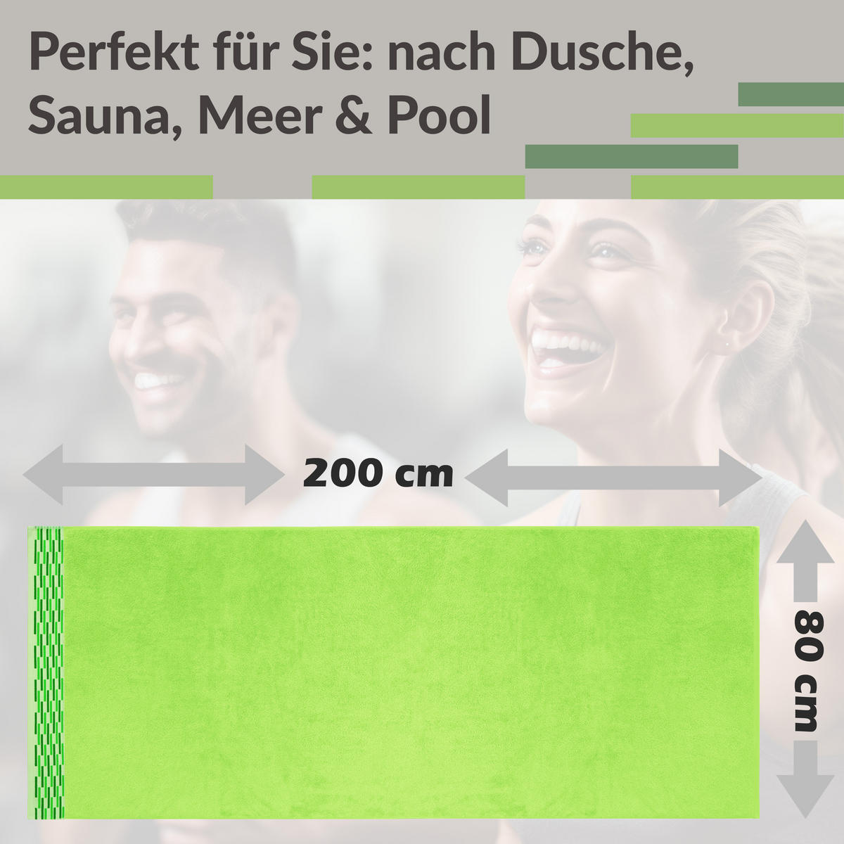 SAUNATUCH Lugano Apfelgrün 80x200 cm - Hellgrün, Textil (80/200cm) - Lashuma