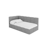 EINZELBETT Jugendbett mit Bettkasten Rechts, ohne Matratze - LIVY 80x200 Grau - Anthrazit, Holzwerkstoff/Textil (80/200cm) - ALTDECOR