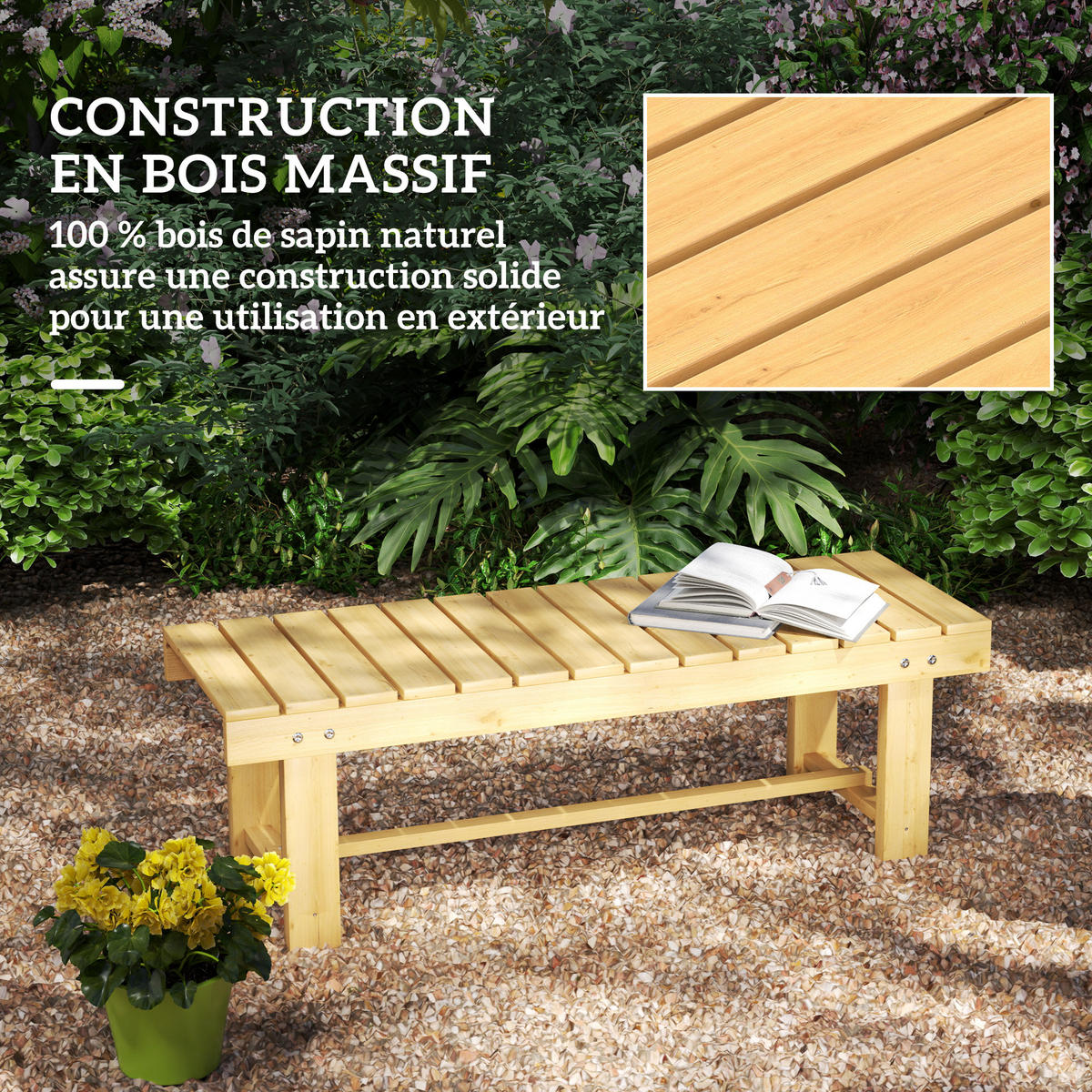 GARTENBANK DE-17760 2-Sitzer mit Lattenrost & vorgeöltem Tannenholz - Naturfarben, Holz (110/35/38cm) - ComfortXL