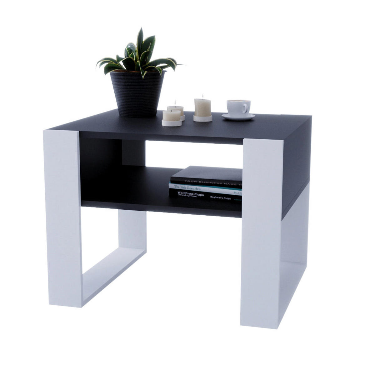 COUCHTISCH KARO 65 - Schwarz/Weiß, Holz (53.6/65/45cm) - Mat-Haus
