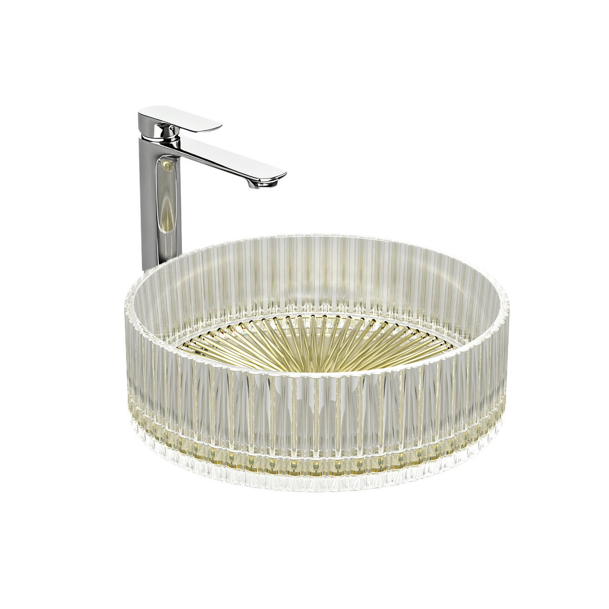 WASCHBECKEN Klarglasspüle Champagner Ø40 / 12 cm - Champagner, Glas (40/12/40cm) - EMKE