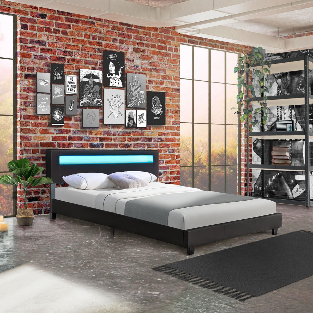 POLSTERBETT Paris schwarz 160x200 cm - Schwarz, Holz (160/200cm) - Juskys