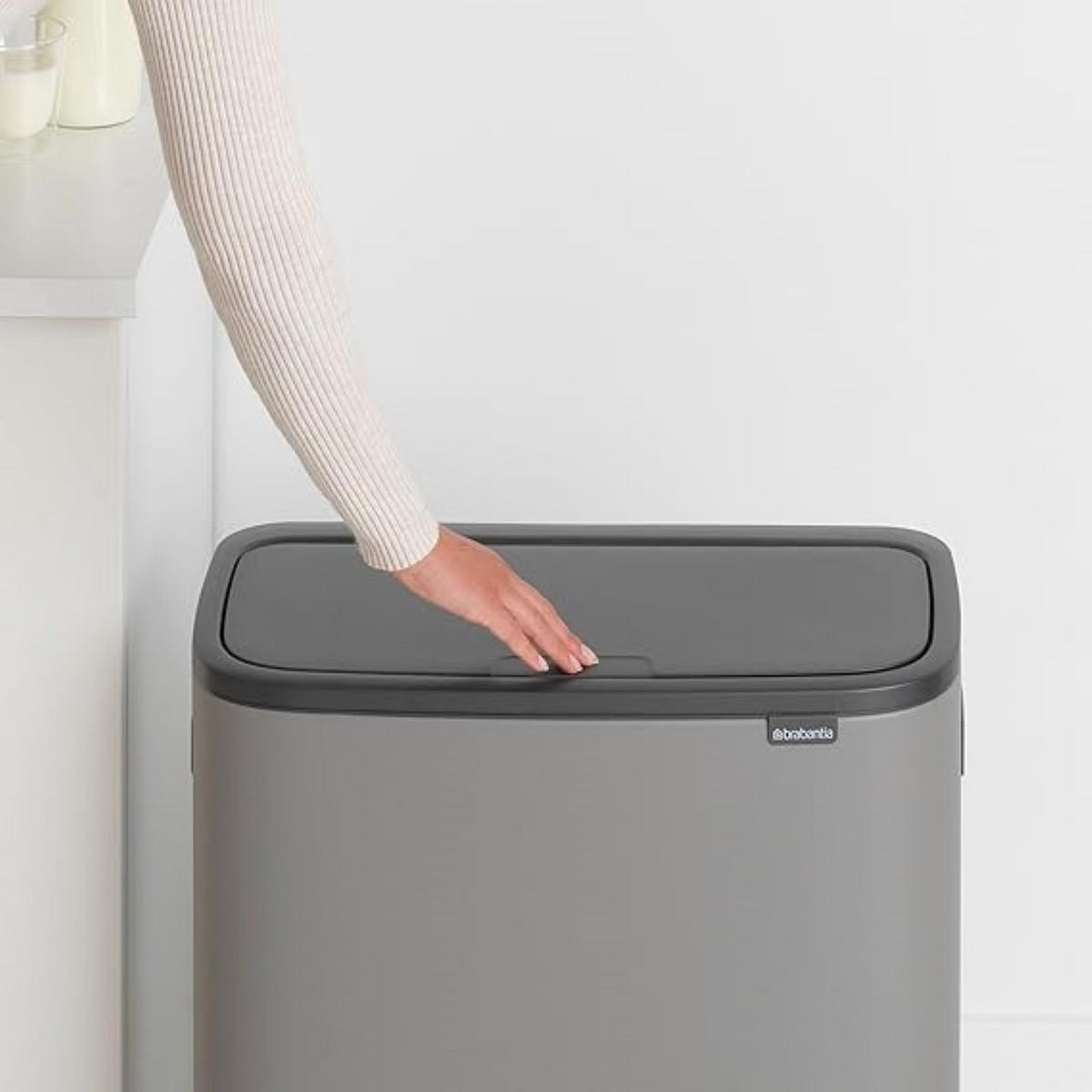 MÜLLEIMER Hochwertiger Mit Touch Öffnung 2 x 30 Liter 65,6 x 54,5 x 31 cm Grau - Grau, Metall (54.5/65.6/31cm) - PROREGAL
