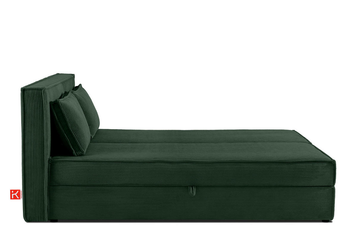 BOXSPRINGBETT ROTI mit Stauraum, dunkelgrün - Dunkelgrün/Schwarz, Holz/Holzwerkstoff (160/200cm) - KONSIMO®