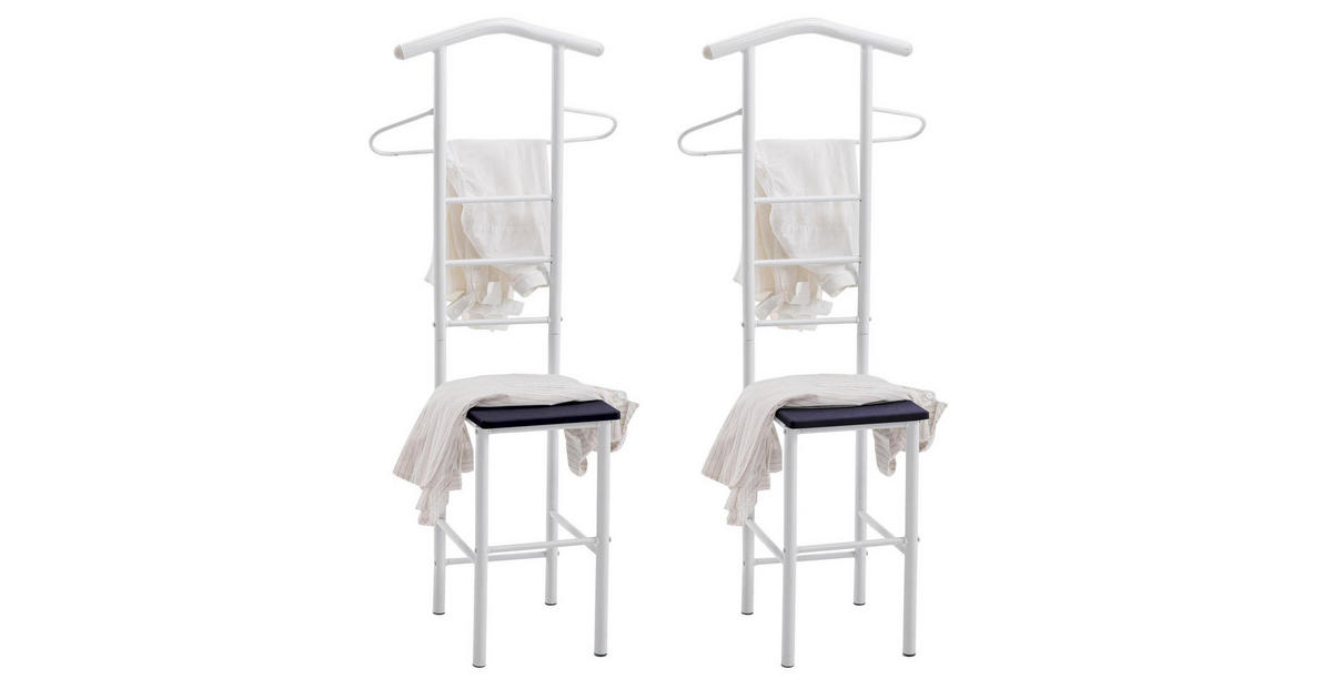 CARO-Möbel JIVO dressboy clothing stand in white/black, 121 cm, wardrobe with trouser hanger