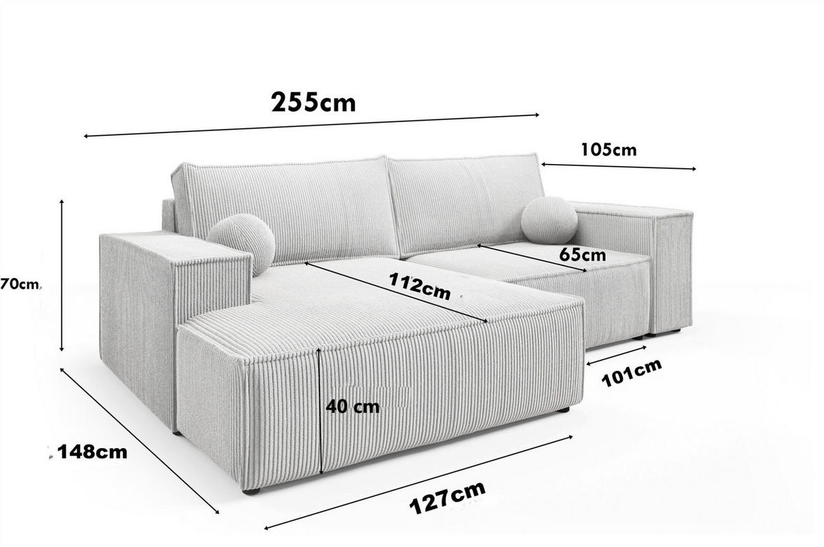 ECKSOFA Corunia Xs - Gelb, Holzwerkstoff/Textil (255/148cm) - Fun Möbel