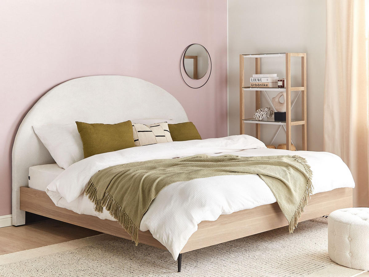 BETT 180/200cm Cremeweiß Millay - Creme, Textil (180/200cm) - Beliani