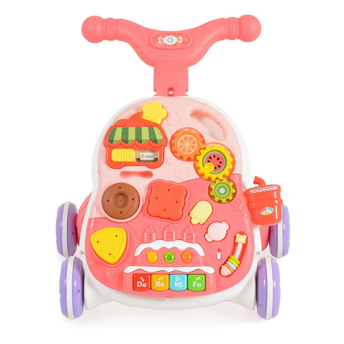LAUFLERNHILFE 2 in 1 Korb rosa Musikfunktion, Spieltisch, Bälle, Spielcenter - Rosa, Kunststoff (40/41/35cm) - Moni