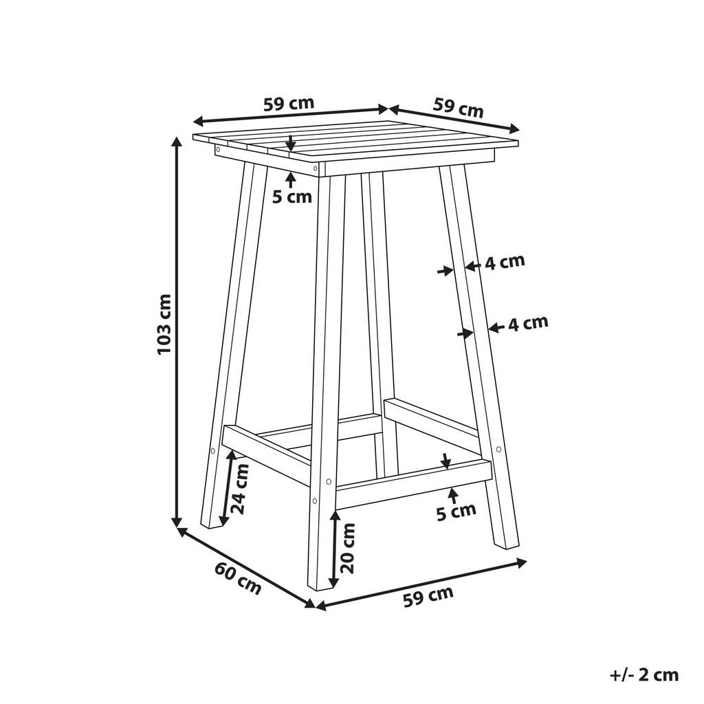 Thumbnail - Beliani Bartisch, Rot, Kunststoff, quadratisch, 59x103x60 cm, Gartenmöbel, Gartentische, Beistelltische outdoor