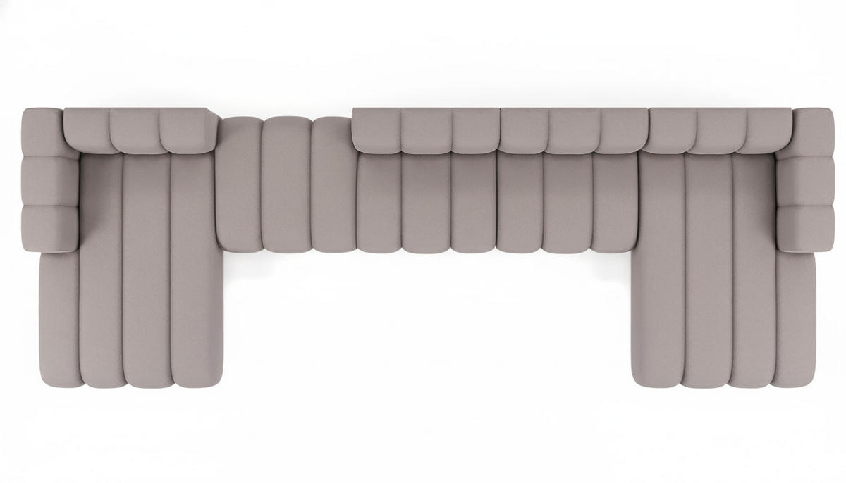 ECKSOFA U-Form Grand U Big XL 500 cm, Velourstoff Salvador, Grau - Grau, Holz (500/179cm) - Kaiser Möbel