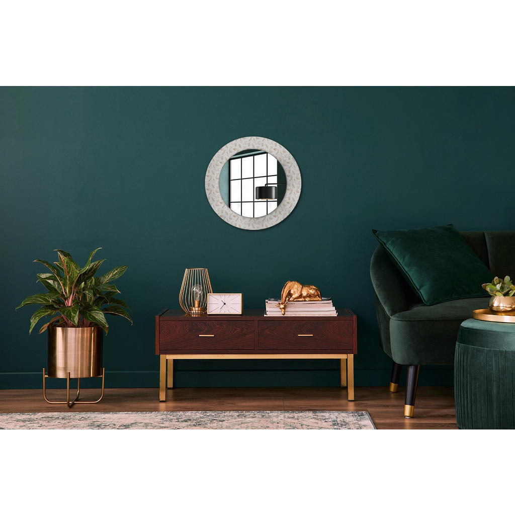 Thumbnail - Wallfluent Spiegel, Creme, Glas, Rund, 50x50x0.4 cm, Spiegel, Wandspiegel