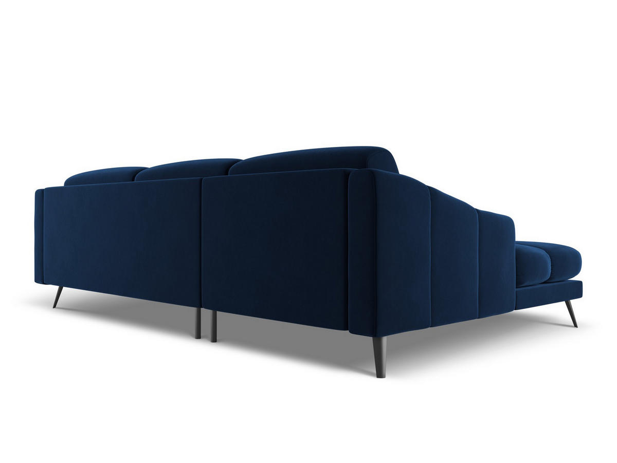 ECKSOFA Links Samt Stoff Blau - Blau/Schwarz, Textil/Metall (160/264cm) - Makamii