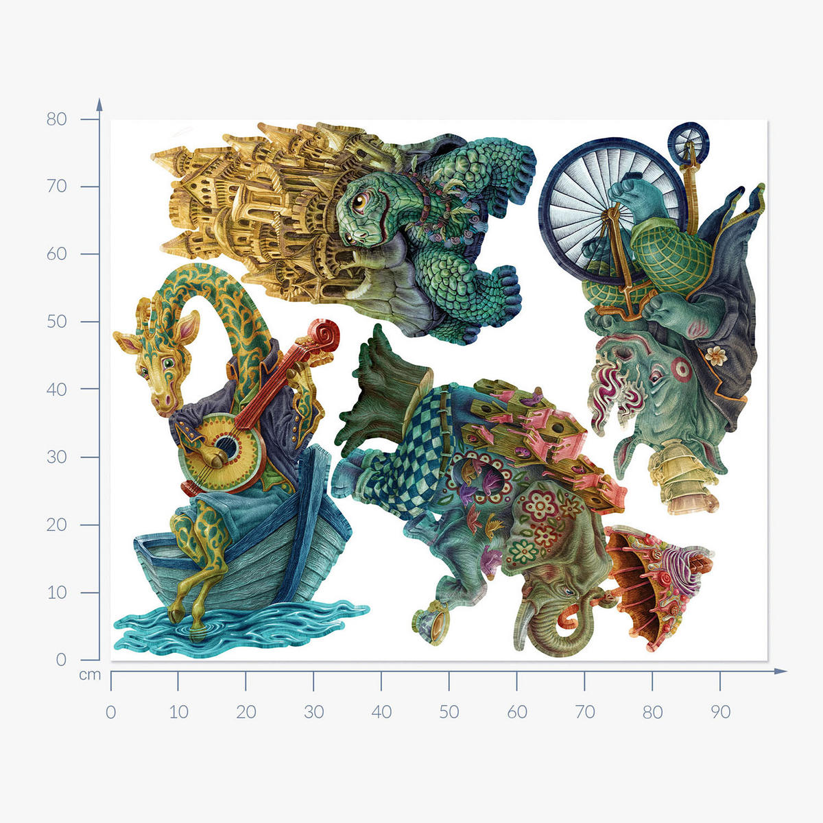 WANDAUFKLEBER 80x97cm - Märchenwesen - Multicolor, Kunststoff (80/97/0.1cm) - Wallfluent