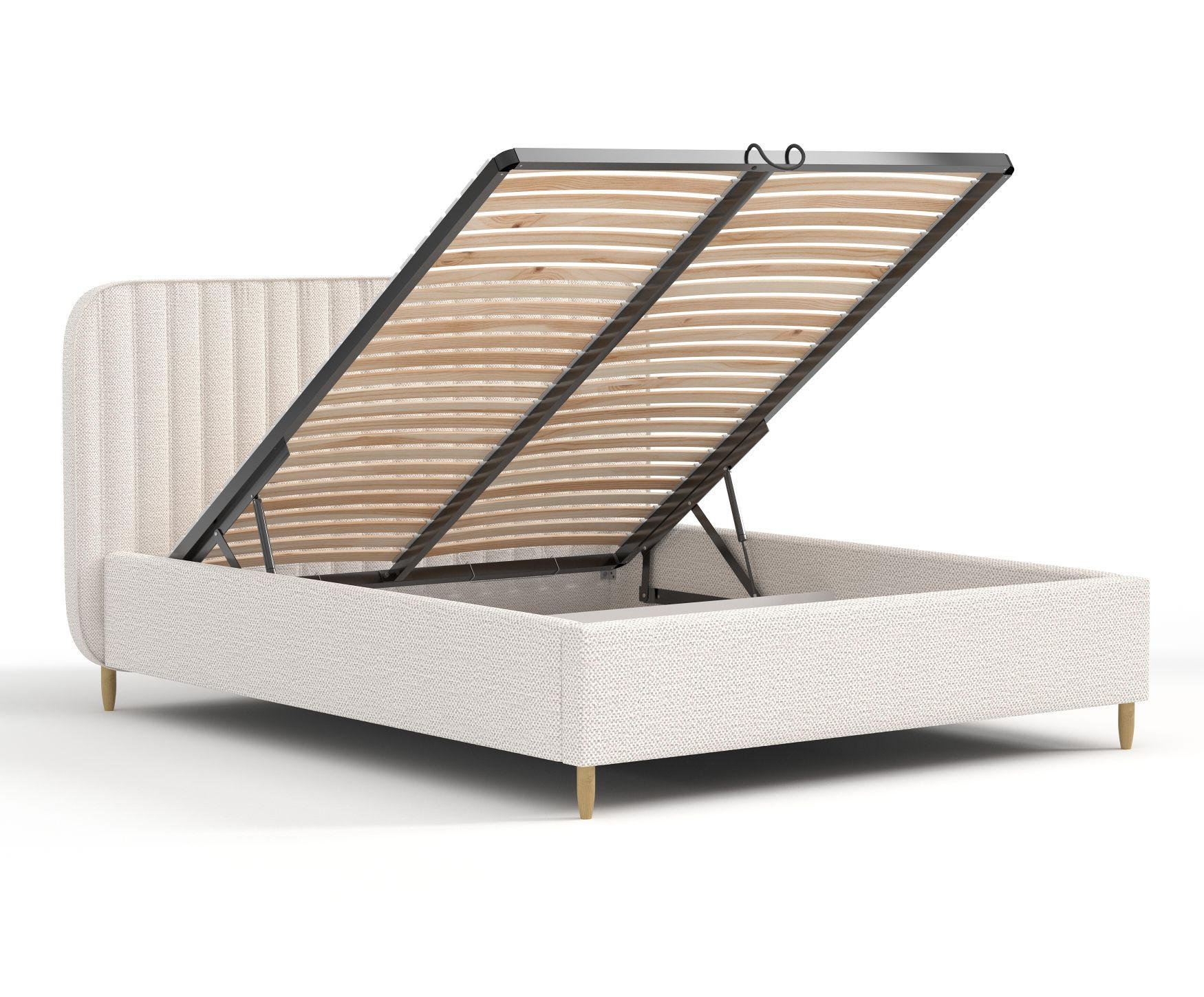 POLSTERBETT Noto Creme 120/200 cm im Chenille-Stoff - Creme/Naturfarben, Holz/Holzwerkstoff (120/200cm) - Maison de Reve