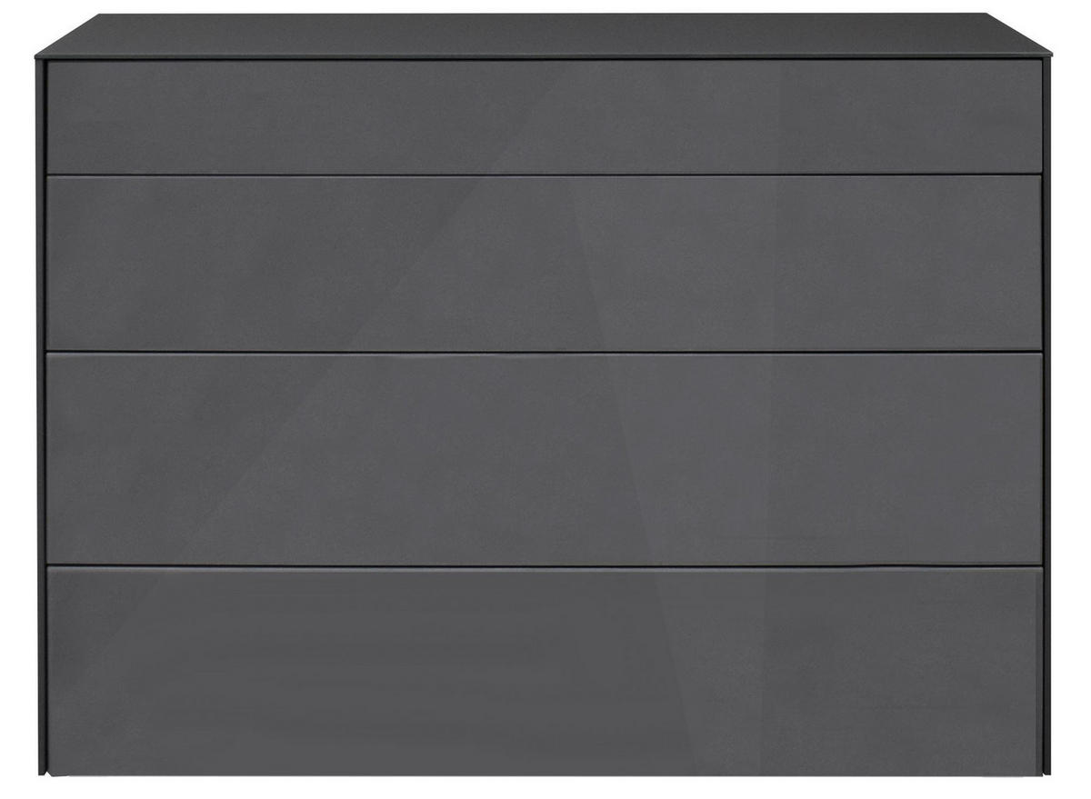 KOMMODE Elfi 121x42x89 Hochglanz Anthrazit/Glas Anthrazit - Anthrazit, Holzwerkstoff (121/89/42cm) - 58aufmkessel