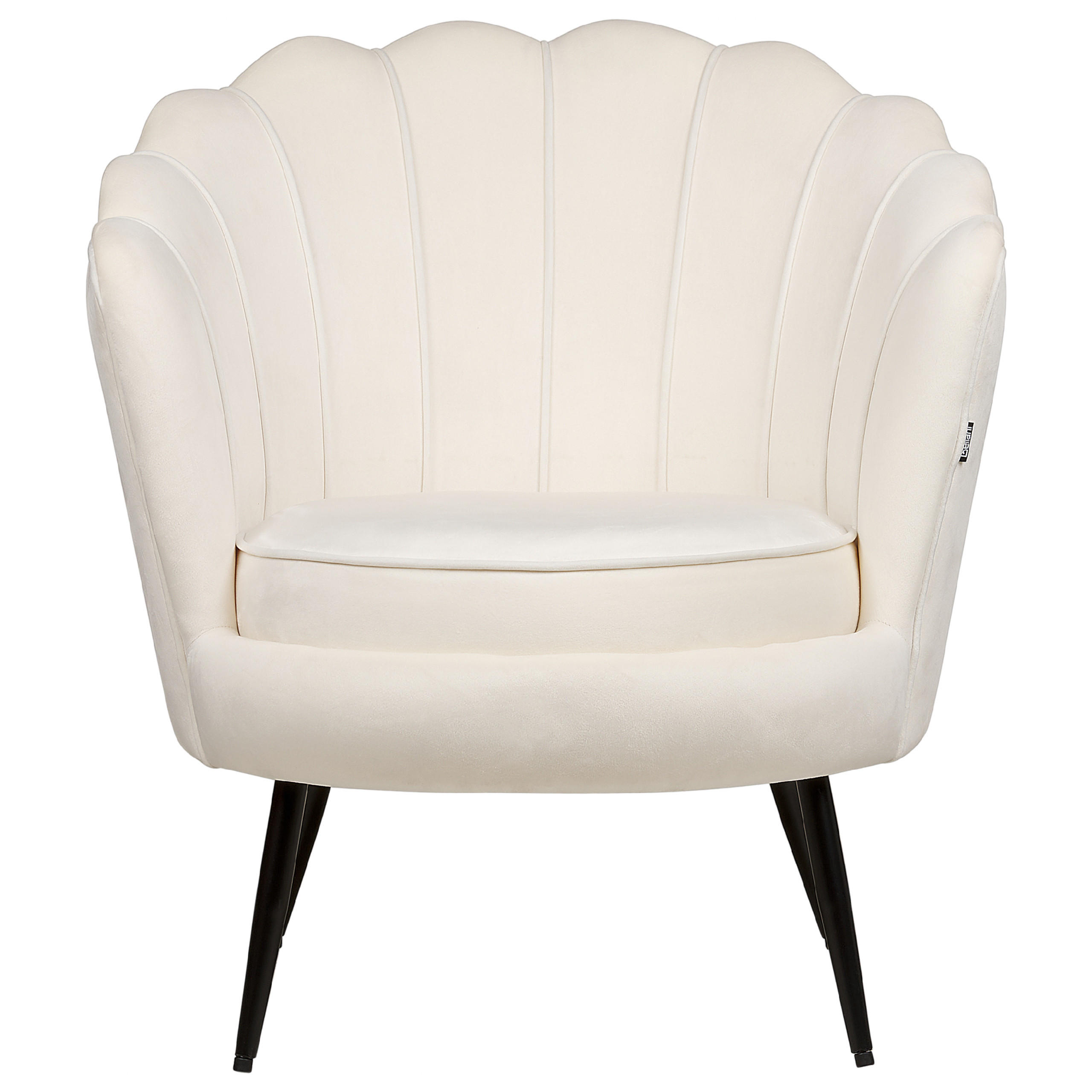 SESSEL Samtstoff Cremeweiß Lovikka - Schwarz/Weiß, Textil (79/85/77cm) - Beliani