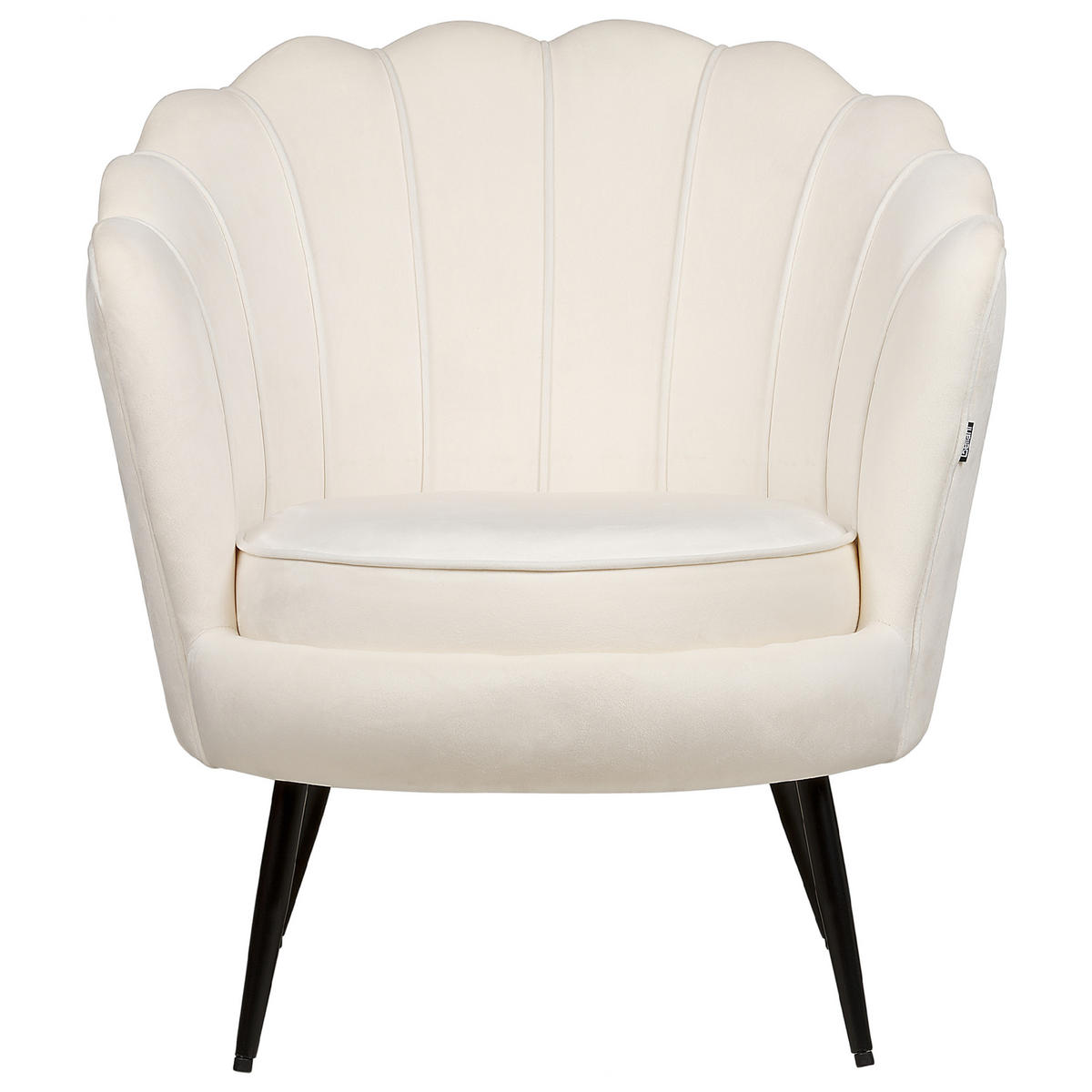 SESSEL Samtstoff Cremeweiß Lovikka - Schwarz/Weiß, Textil (79/85/77cm) - Beliani