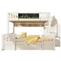 ETAGENBETT 90/200 & 140/200 cm mit Kreidetafel, Leiterschrank und Schubladen aus Massivholz, Weiß - Weiß, Holzwerkstoff (90/200cm) - Redom