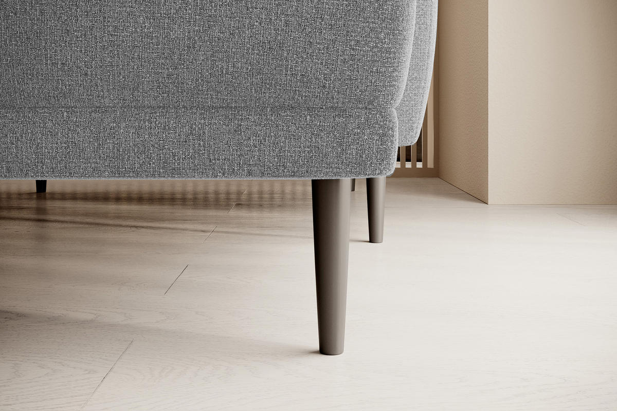 ECKSOFA BONO Stilvolles Sofa mit Schlaffunktion, Robuste Holzfüße, Elegante Armlehnen, Tiefe Sitzfläche 226x164x88cm, Linke, Esche - Silberfarben, Holz/Textil (164/226cm) - DomoHome