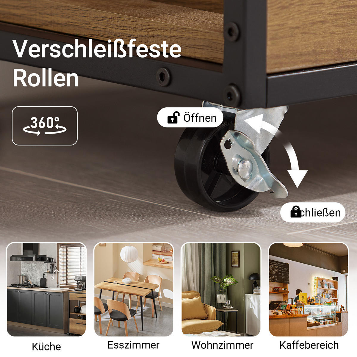KÜCHENWAGEN mit Arbeitsplatte, Vintagebraun, 67x88x37cm - Naturfarben, Holzwerkstoff (67/88/37cm) - SoBuy
