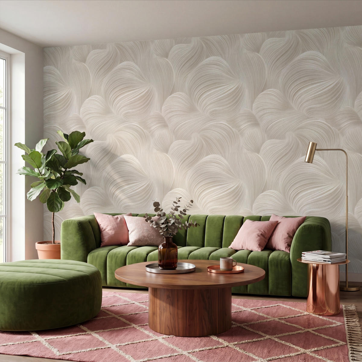TAPETE - Lines - Ventilator - Beige - 400x280 cm - Creme, Papier (400/280cm) - OnlyWow