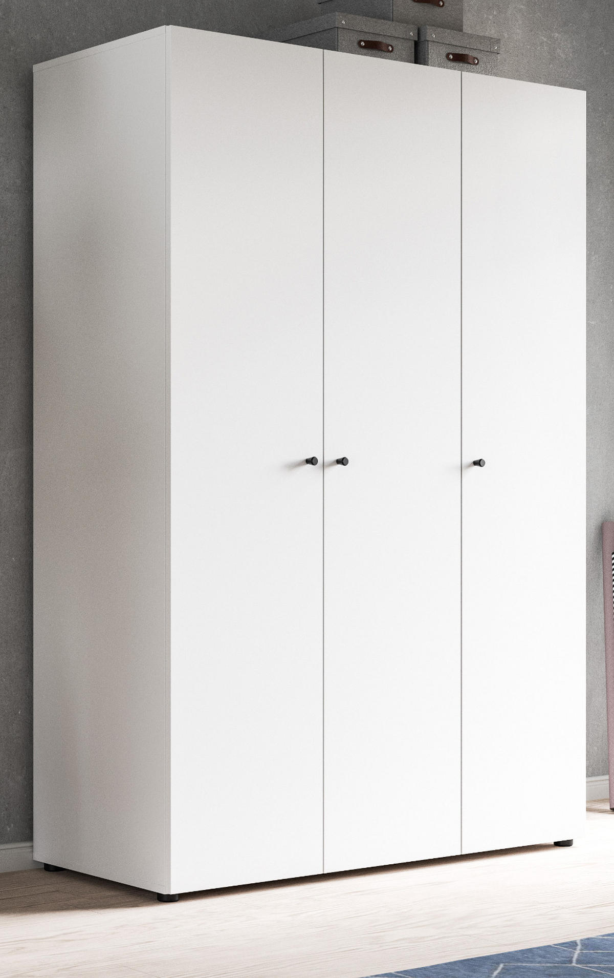 KLEIDERSCHRANK weiß 3-türig 120 cm, Drehtürenschrank mit zusätzlichen Einlegeböden - Schwarz/Weiß, Holzwerkstoff/Kunststoff (120/176/51cm) - Inn.Furn