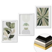 WANDBILDER 3er-Set - 20x30 cm Weißer Rahmen - Pflanzenmotive, Geometrie, Grün - Weiß, Kunststoff (20/30cm) - ArtPrintCave
