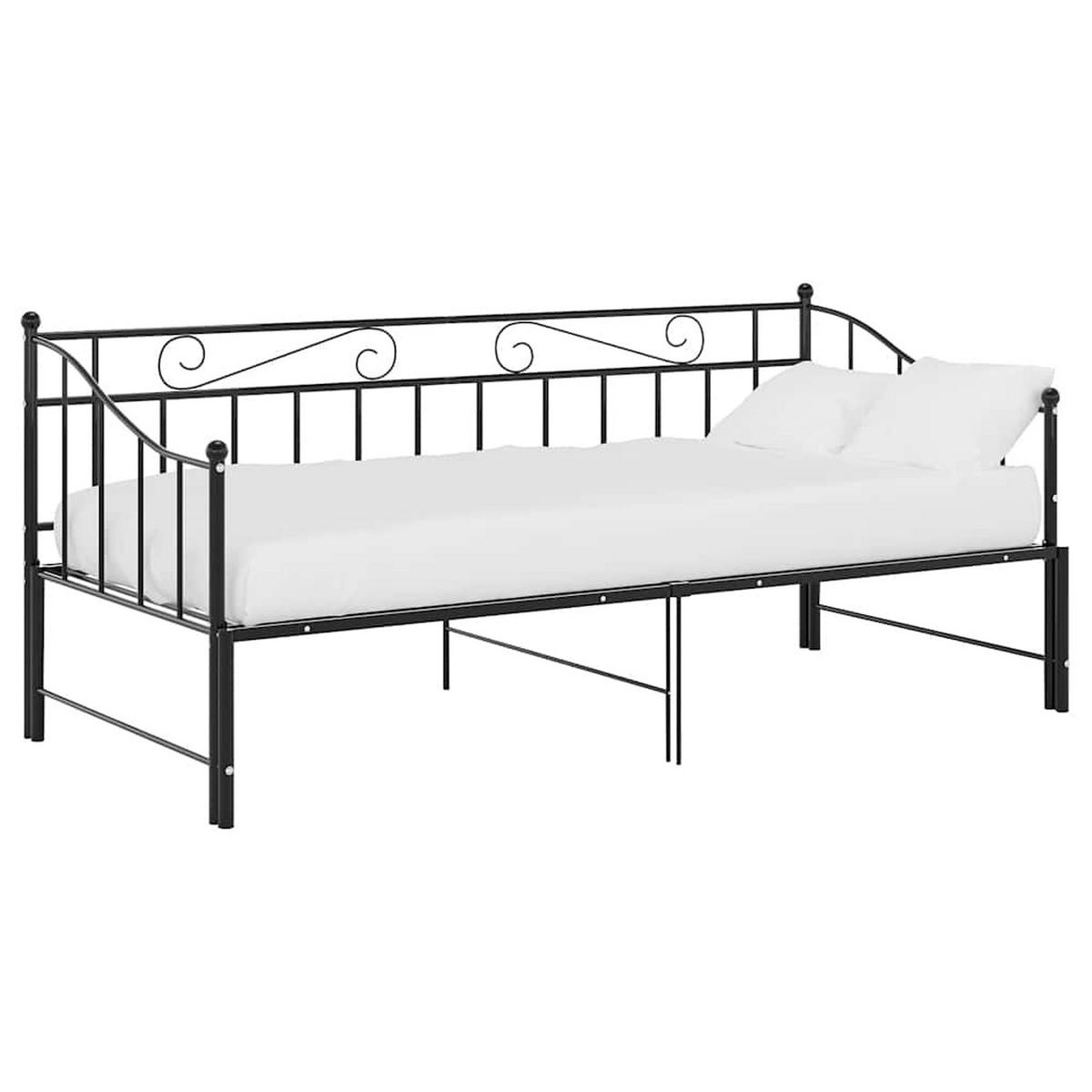 AUSZIEHSOFA Bettgestell Schwarz Metall 90/200 Cm - Schwarz, Naturmaterialien (90/200cm) - vidaXL