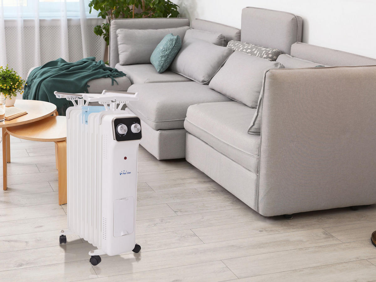 ÖLRADIATOR Weiß mit Rollen und 3 Leistungsstufen 2000 W - Weiß, Metall (39/62/15cm) - Purline