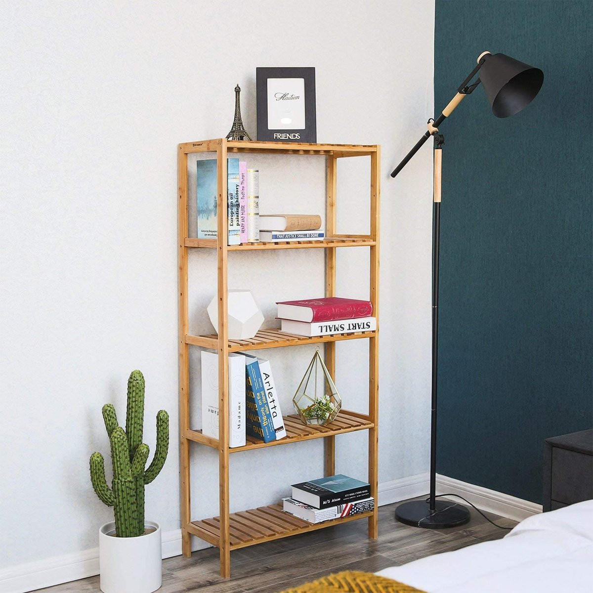 BAMBUSREGAL, mit 5 Höhenverstellbaren Regalebenen - L60 cm - Braun, Holz (26/130/60cm) - Calicosy