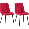 STUHL 2er Set Samt Rot - Rot/Schwarz, Textil/Metall (45/84/55cm) - CLP