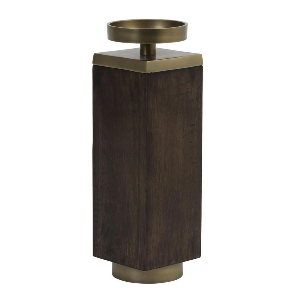 KERZENHALTER BURATA 12x12x38 cm, Braun/Bronze - Braun, Holz (12/38/12cm) - Light & Living