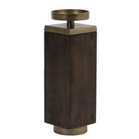 KERZENHALTER BURATA 12x12x38 cm, Braun/Bronze - Braun, Holz (12/38/12cm) - Light & Living