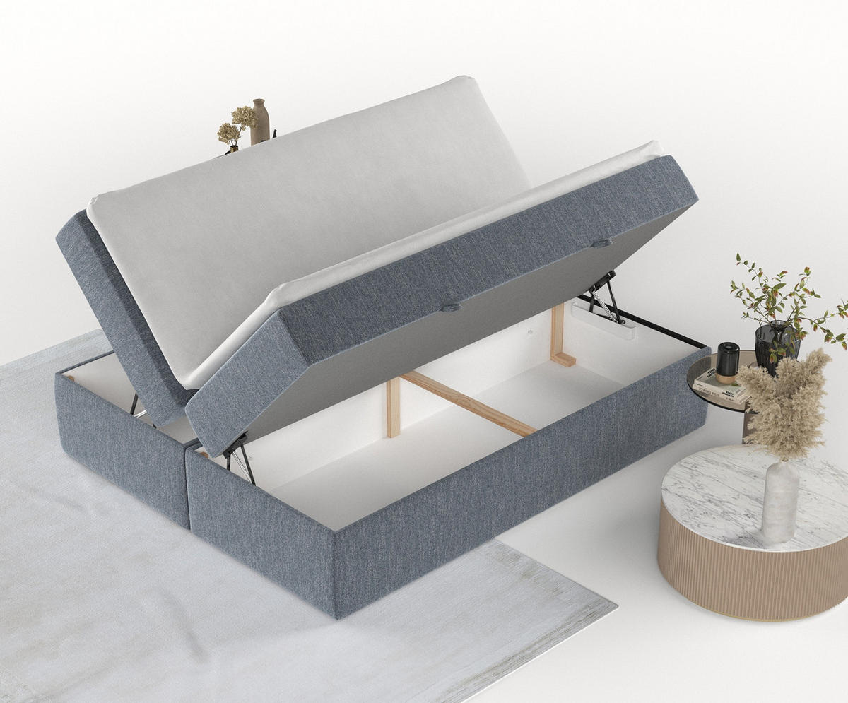 BOXBETT Yoko Blau 200/200 cm - Blau/Schwarz, Holz/Holzwerkstoff (200/200cm) - Maison de Reve